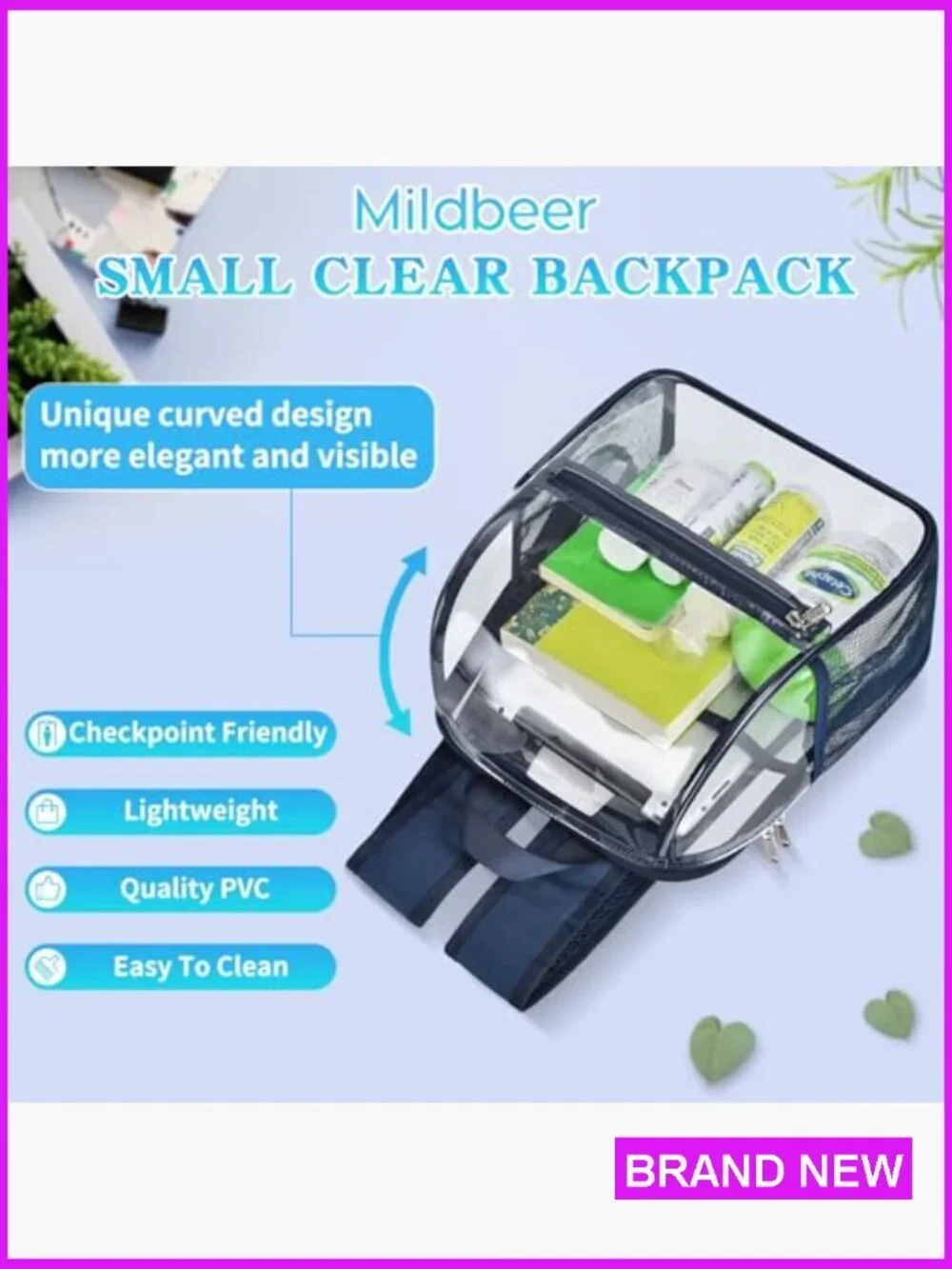 Stadium Approved Clear Backpack with Bottle Holders for Festival Concert Sports